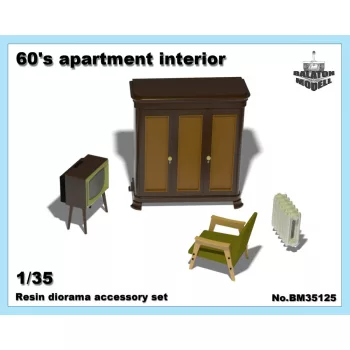 Wohnungseinrichtung im Stil der 60er Jahre, 1/35